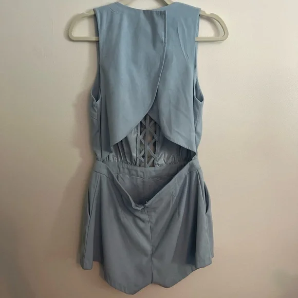 Never worn Moon River light blue open back romper with fringe detail 💙 - Picture 2 of 3